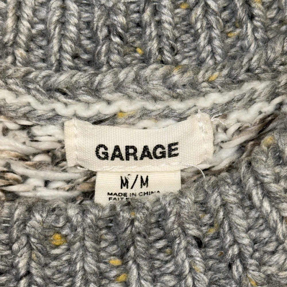 GARAGE Gray Fair Isle Nordic Knit Sweater Soft Cozy Blend M - Picture 5 of 8